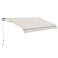 Outsunny Tenda da Sole 3x2 m a Bracci, Regolabile 5°-35° in Alluminio e Poliestere, Bianco Crema(m-1)