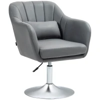 HOMCOM Sedia per Scrivania Girevole con Altezza Regolabile Cuscino Lombare, Tessuto Tecnico, Grigio(m-1)