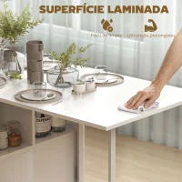 HOMCOM Mesa de Cozinha Dobrável com Arrumação Mesa de Refeição Compacta com 4 Prateleiras 169x60x75 cm Branco(m-4)