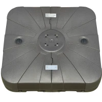 Outsunny Base para Sombrilla Excentrica Grande Rellenable de Arena y Agua con 4 Ruedas para Exteriores Patio Jardín 88x88x19 cm Café(m-12)