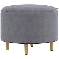 HOMCOM Taburet cu spațiu de depozitare, material Sherpa, max. 120 kg, cu tavă reversibilă, din MDF și fag, 56x56x42 cm, gri(m-1)