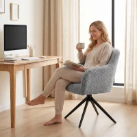 HOMCOM 360 Degree Swivel Accent Chair, Teddy Fleece Armchair, Grey(m-8)