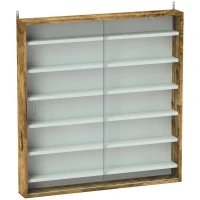 HOMCOM Six Shelf Display Cabinet, with Glass Doors - Brown(m-1)