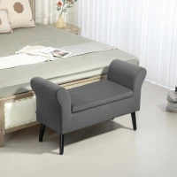 HOMCOM Polsterbank mit Stauraum, Truhenbank mit Armlehnen, 46 cm Sitzhöhe, samtartiges Polyester, 111,5 x 41 x 65 cm, Dunkelgrau(m-10)