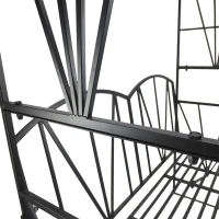 Outsunny Panchina da Giardino 2 Persone con Pergolato Metallo 115 x 59 x 203 cm Nero(m-9)