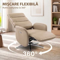 HOMCOM Fotoliu Electric Reclinabil și Rotativ cu Suport pentru Picioare, USB, Maro(m-5)