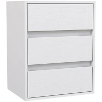 HOMCOM Comodă modernă cu 3 sertare din lemn alb, 40x30x50,5 cm(m-1)