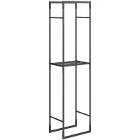 Outsunny Metal Firewood Log Holder, Heavy Duty Firewood Rack with Adjustable Shelf, Indoor Outdoor Fireplace Wood Storage Shelf, 45 x 31 x 170 cm, Black(m-1)