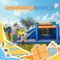 Outsunny 4 in 1 pentru copii Tobogan de apa Bounce House tobogan, trambulina, piscina, pentru copii de 3-8 ani(m-9)