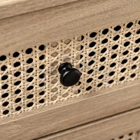 HOMCOM Comodă cu 4 Sertare și Inserții din Rattan Stil Boho, 80x35x95 cm, Lemn Natural(m-9)