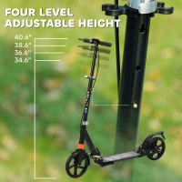 AIYAPLAY Kids Scooter with Four-Level Adjustable Handlebar, Dual Brake System, 200mm Wheels, ABEC-7 Bearings, Black(m-4)
