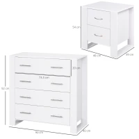 HOMCOM Bedroom Furniture Set, Drawer Chest and Nightstand, Modern White(m-3)