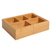 HOMCOM Aufbewahrungsbox Ordnungsbox Schubladen Organizer ausziehbar Bambus Natur 24,6 x 17,6 x 7 cm(m-1)