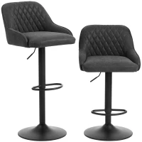 HOMCOM Bar Stools Adjustable Swivel Kitchen Chairs with Backrest Set of 2 for Kitchen Island Black(m-1)