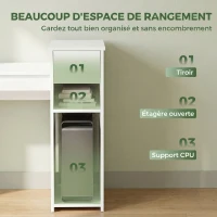HOMCOM Bureau informatique avec tiroir et étagère, bureau d'ordinateur avec support d'unité centrale, 108 x 50 x 82 cm, blanc(m-4)