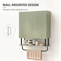 HOMCOM Bathroom Wall Cabinet Modern Space Saver Wall Mounted Cabinet Doors Storage Green(m-6)