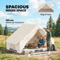 Outsunny Inflatable Tent Waterproof for Camping Blow Up Tent with Pump Carry Bag for 2-4 Person, Beige(m-6)