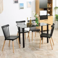 HOMCOM Conjunto de 4 Cadeiras Estilo Nórdico com Encosto Alto e Pés de Madeira de Faia 48x52,5x83cm Preto e Madeira(m-10)