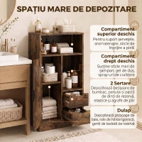 HOMCOM Dulap Baie Îngust cu 2 Sertare și Rafturi Reglabile pentru Bucătărie, Living, Hol, Maro Rustic(m-4)