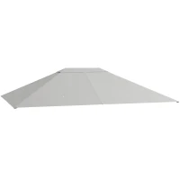 Outsunny Tetto di Ricambio 4x3 m per Gazebo Anti UV in Poliestere con Presa d'Aria, Grigio Chiaro(m-1)