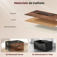 HOMCOM Comodă cu 8 Sertare, Mobilier din Metal pentru Dormitor, Maro Rustic(m-6)