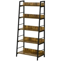 HOMCOM Étagère bibliothèque Style Industriel incliné 5 Niveaux 70L x 35l x 150H cm(m-12)