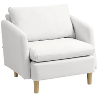 HOMCOM Poltrona da Salotto Moderna in Tessuto con Seduta Ampia e Imbottitura Spessa, 90x86x91 cm, Crema(m-1)