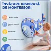 AIYAPLAY Panou Montessori de Perete pentru Copii de peste 2 Ani, Albastru(m-5)