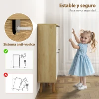 HOMCOM Zapatero Estrecho con 4 Puertas en Blanco Brillo Estantes Ajustables Patas de Madera para 20 Pares de Zapatos(m-7)