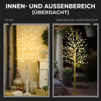 HOMCOM Pom decorativ luminos de mesteacăn cu 180 de lumini LED, înalt de 180 cm, cu 3 niveluri de luminozitate, pentru interior și exterior, alb(m-7)