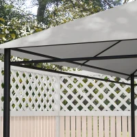 Outsunny Tetto di Ricambio 4x3 m per Gazebo Anti UV in Poliestere con Presa d'Aria, Grigio Chiaro(m-8)