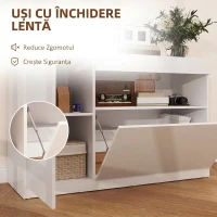 HOMCOM Bufet Modern Joș cu Uși cu Amortizor și Deschidere prin Apăsare, Polițe Reglabile, Alb(m-8)