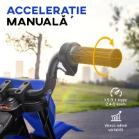 AIYAPLAY Motocicletă electrică pentru copii cu roți ajutătoare detașabile, suspensii, sunete și indicator de încărcare, albastră(m-4)