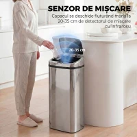 HomCom cos de gunoi din inox cu senzor si infrarosu, 50L | Aosom Ro(m-17)