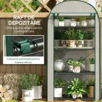 Outsunny Seră de Grădină Verticală cu 4 Rafturi din Metal și Acoperire din PE, 80x49x160 cm, Albă(m-6)
