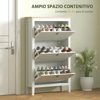 HOMCOM Scarpiera Slim 3 Cassetti per 21 Paia di Scarpe Taglia EU44 e Ripiani Regolabili, 80x24x131cm, Bianco(m-4)