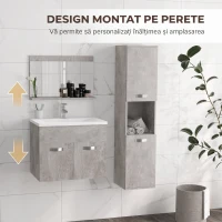 Kleankin Set Mobilier Baie – 3 Piese: Oglinda, Chiuveta, Dulap Depozitare(m-5)