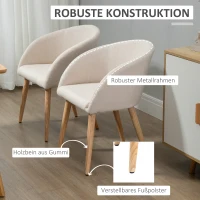 HOMCOM 2er-Set gepolsterte Stühle, skandinavisches Design, Polsterstühle mit Holzbeinen, rutschfeste Pads, 150 kg Belastbarkeit, Beige(m-5)