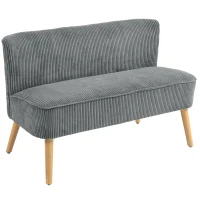 HOMCOM 2-Sitzer Polstersofa, Holz, Samtartiges Polyester, Schaumstoff, 117 x 56,5 x 77 cm, Grau(m-11)