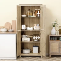 HOMCOM Mobile Cucina a 4 Ante con Mensole Regolabili e Base Rialzata in Legno 80x40x182cm(m-11)