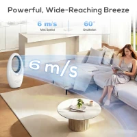 HOMCOM Bladeless Tower Fan, 36dB Standing Cooling Fan with 60° Oscillating, LED Lights, 3 Speeds, 7.5H Timer, Remote Control(m-5)