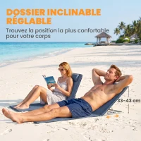 Outsunny Lot de 2 Tapis de Plage rembourré - lot de 2 Matelas de Plage - nattes de Plage - Dossier inclinable(m-5)