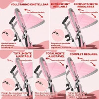 HOMCOM Triciclu pentru Copii cu Mâner 6 în 1, Copertină Reglabilă și Centură de Siguranță, Vârsta 1-5 Ani, Roz(m-5)
