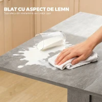 HOMCOM Masă de Dining Extensibilă pentru 4-6 Persoane din Lemn și Oțel, 140x80x77.5 cm, Gri(m-6)