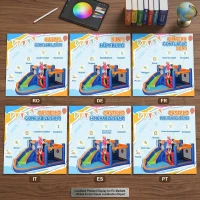 Outsunny 4 in 1 pentru copii Tobogan de apa Bounce House tobogan, trambulina, piscina, pentru copii de 3-8 ani(m-4)