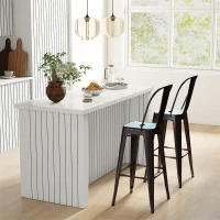 HOMCOM Set 2 Scaune de Bar Industriale cu Spătar Detașabil și Suport pentru Picioare, din Metal, 44x46x116 cm, Negru(m-6)