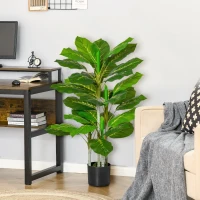 HOMCOM Künstlicher Baum 95 cm Kunstpflanze mit 33 Blättern, Topf für Wohnzimmer(m-2)