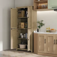 HOMCOM Mobile Cucina a 4 Ante con Mensole Regolabili e Base Rialzata in Legno 80x40x182cm(m-3)