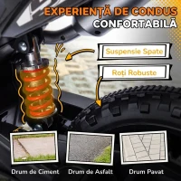 AIYAPLAY Motocicletă Electrică pentru Copii 3-8 Ani, 2 Motoare 12V, Roți Ajutătoare Detașabile, 30 kg, Galben(m-11)