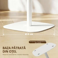 HOMCOM Masă de Bucătărie Pătrată 60 cm, Blat Efect Lemn, Bază din Oțel și Picioare Antiderapante, Lemn Natur(m-6)